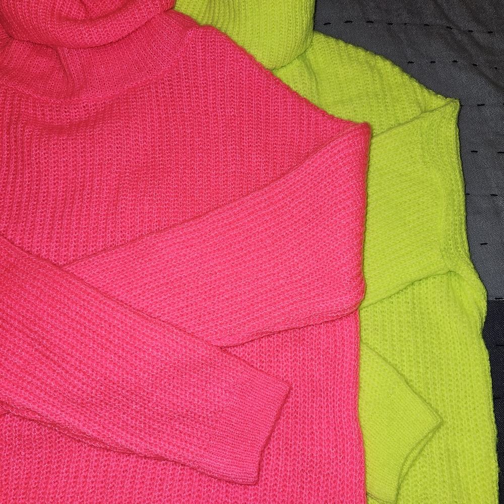 The Brand Is MIAMI for Francesca's Hot Pink and Neon Green Sweaters